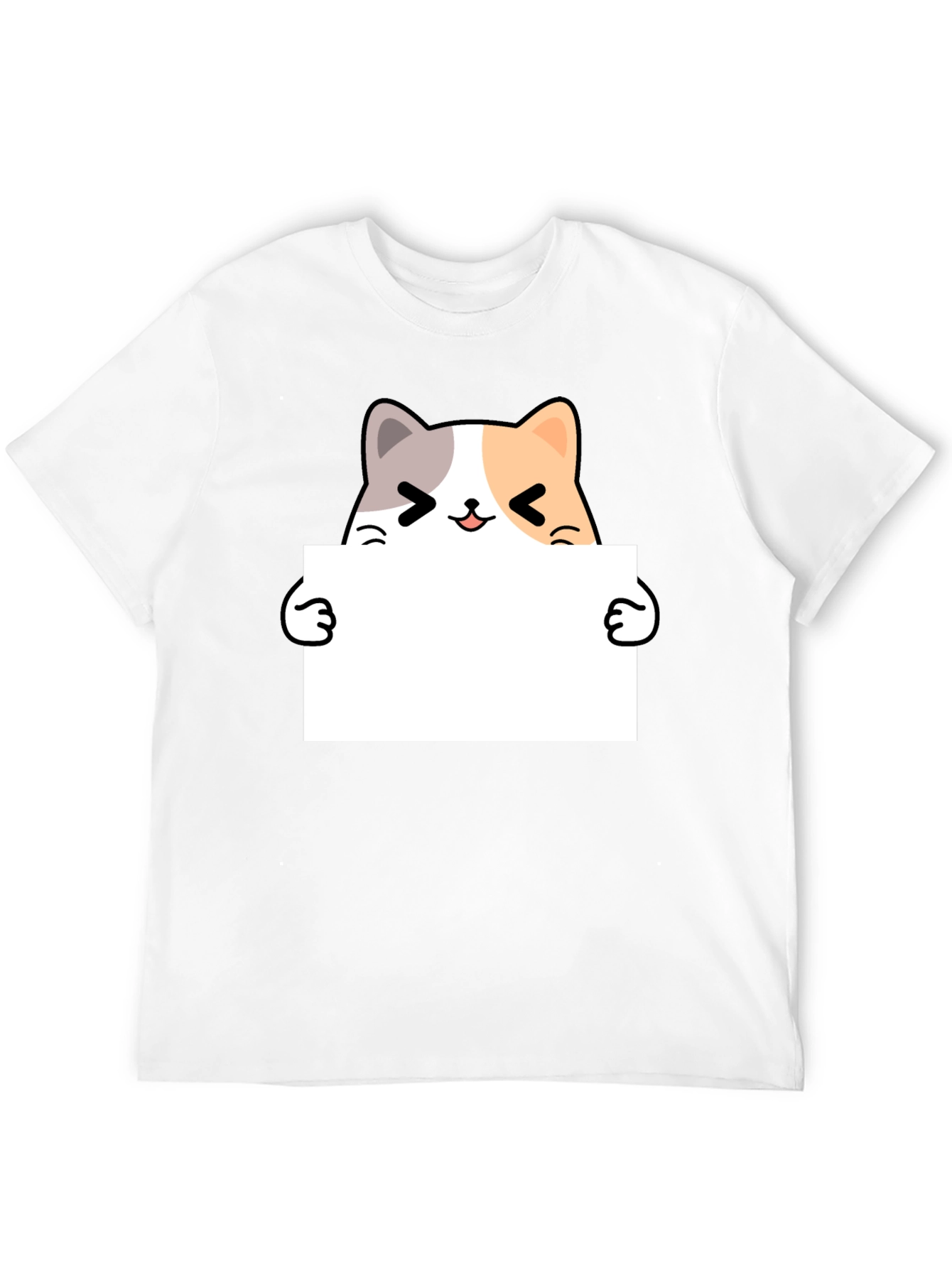 Cute Cat Holding Blank Sign T-Shirt
