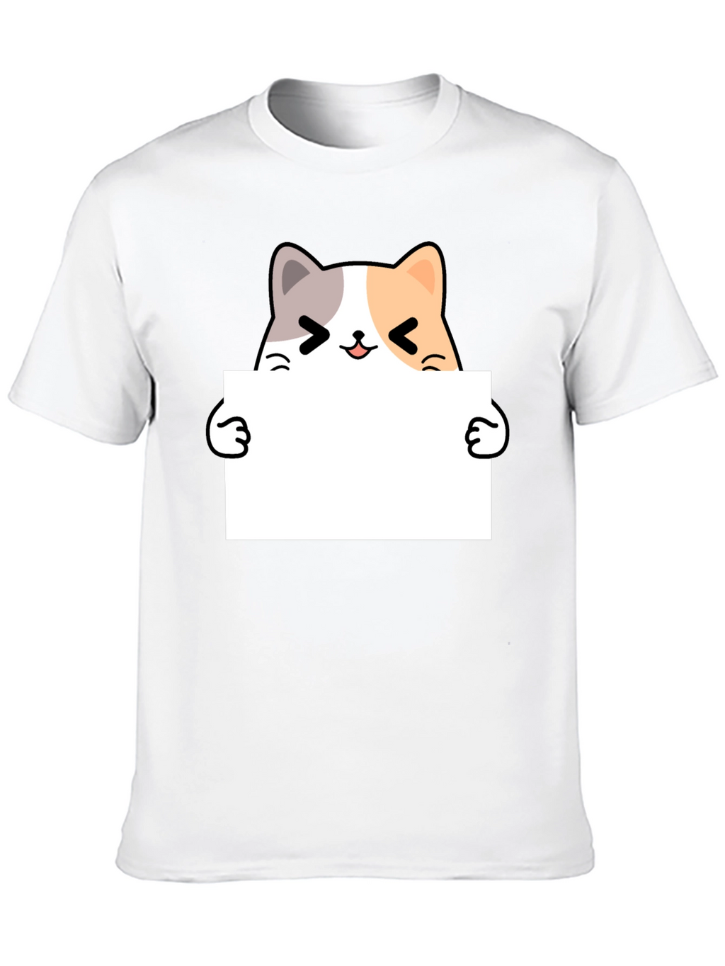 Cute Cat Holding Blank Sign T-Shirt