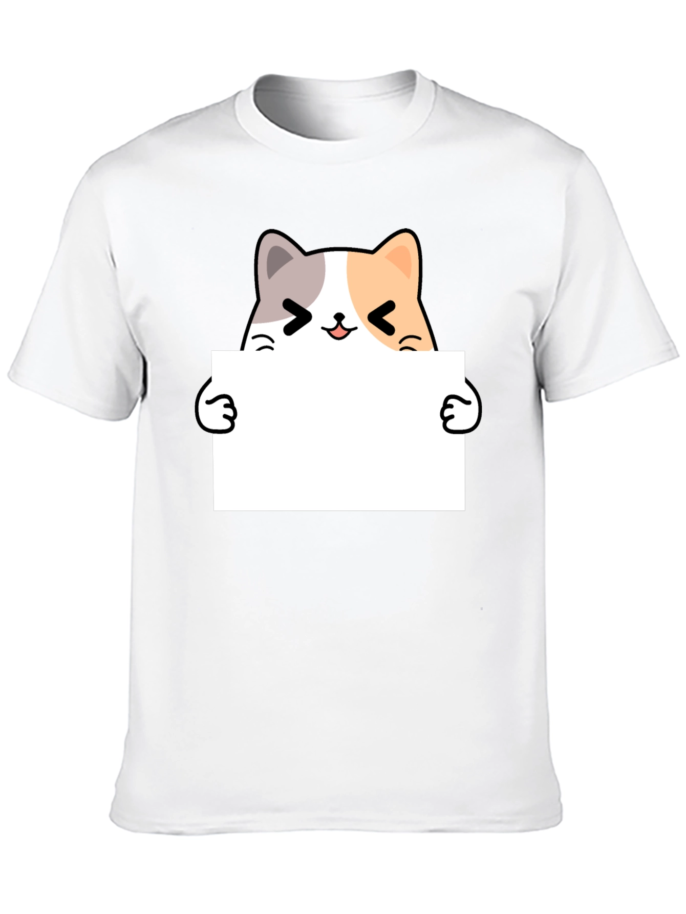 Cute Cat Holding Blank Sign T-Shirt