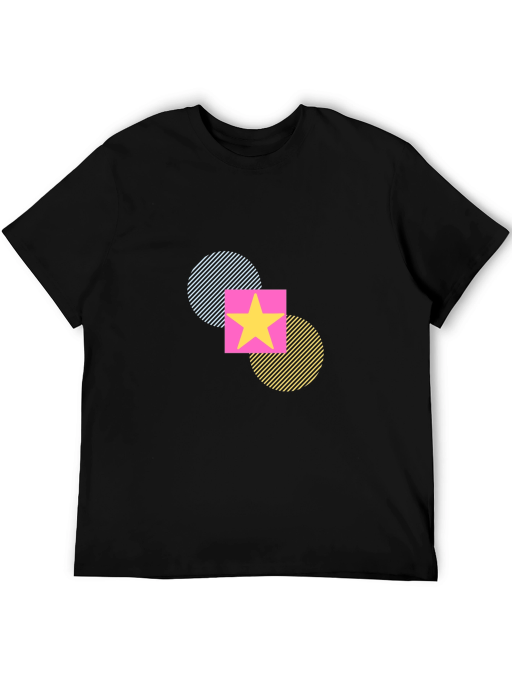 Funky Geometric Star T-Shirt - Black Casual Tee