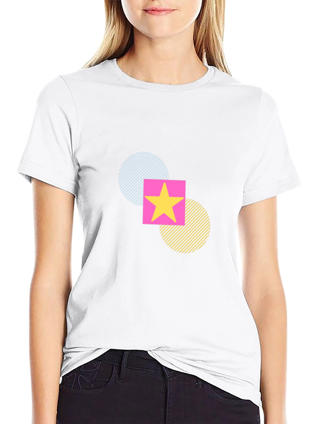 Funky Geometric Star T-Shirt - Black Casual Tee