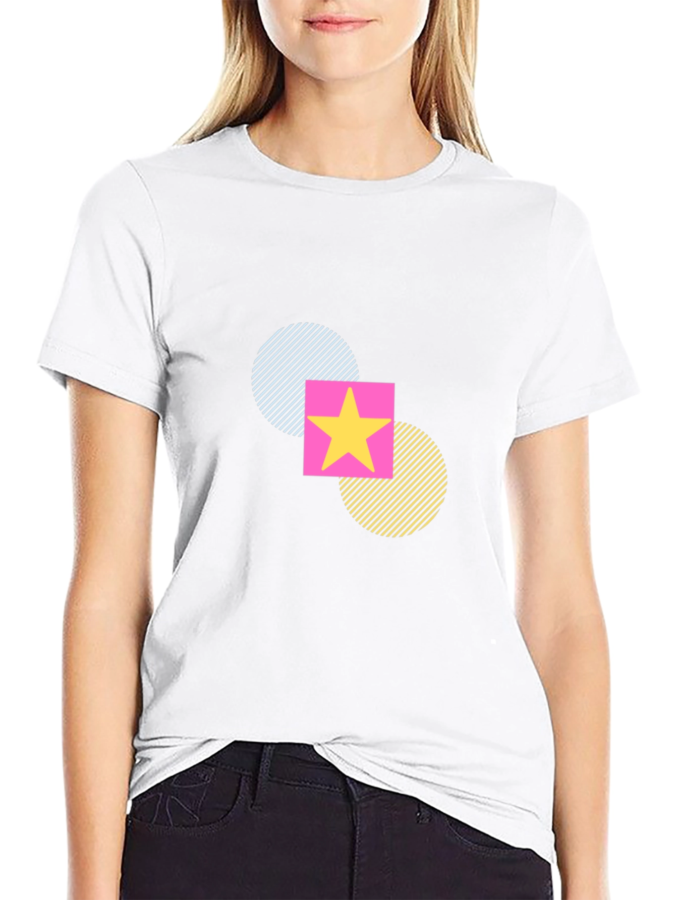Funky Geometric Star T-Shirt - Black Casual Tee