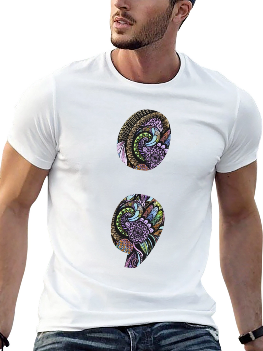 Intricate Semicolon Graphic Tee - Black