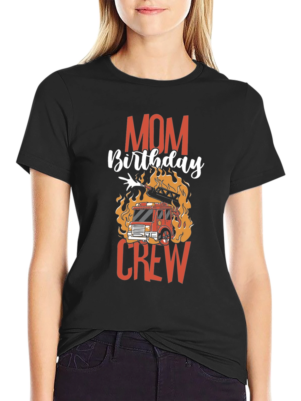 Mom Birthday Firetruck Crew Graphic T-Shirt
