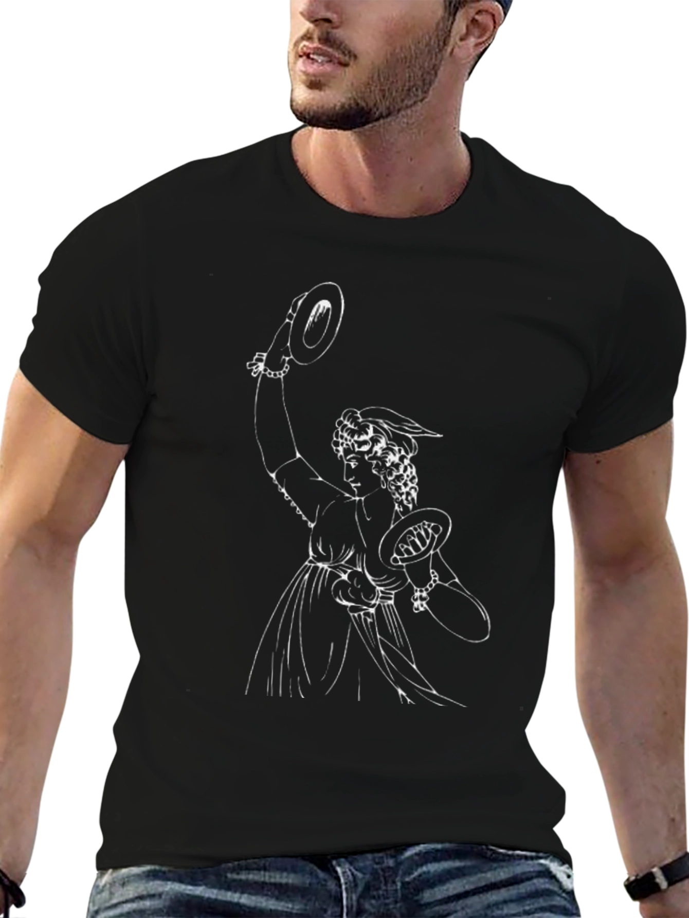 Black T-Shirt with Musician Graphic