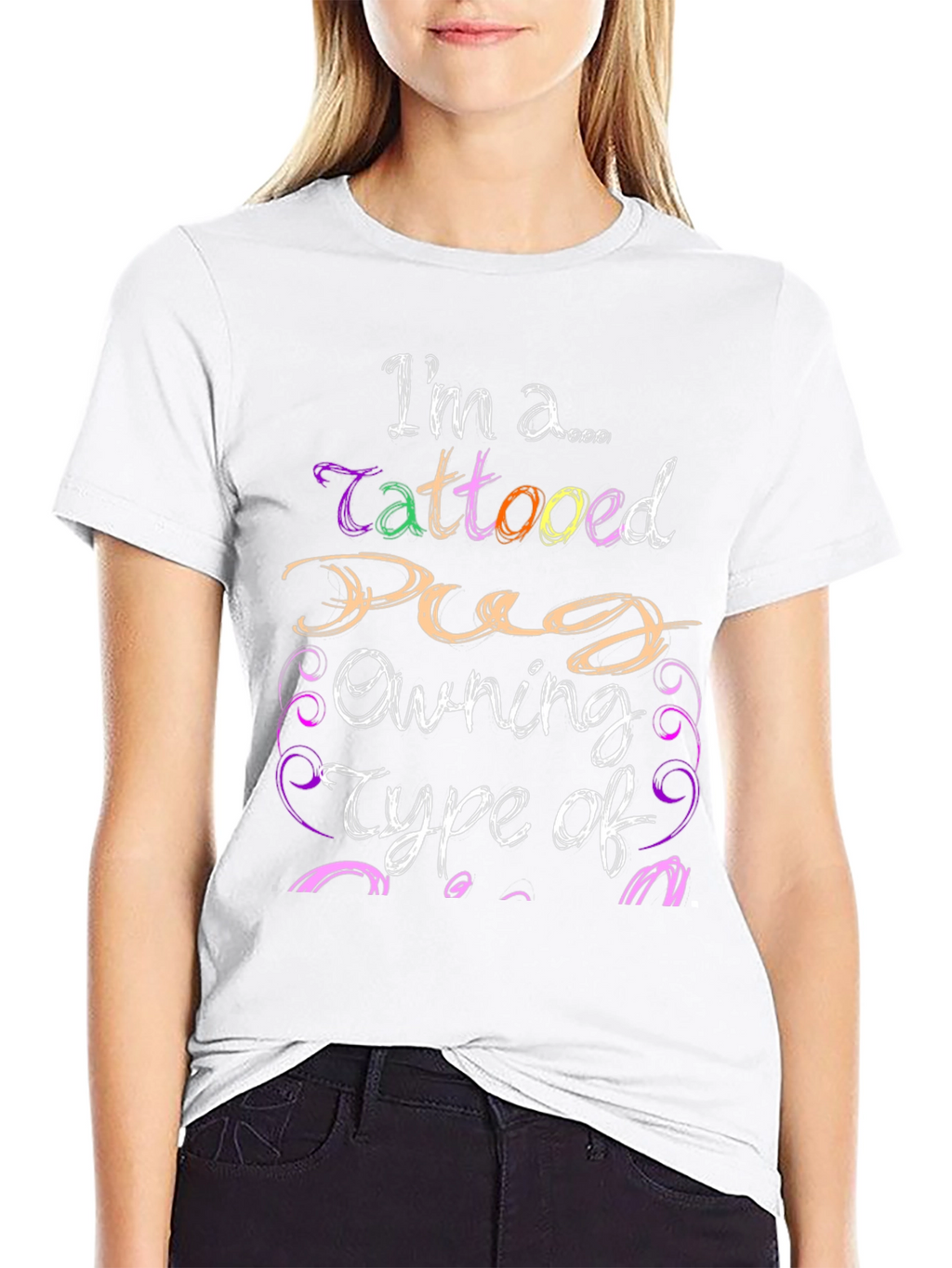 Tattooed Pug Owner Black Graphic T-Shirt