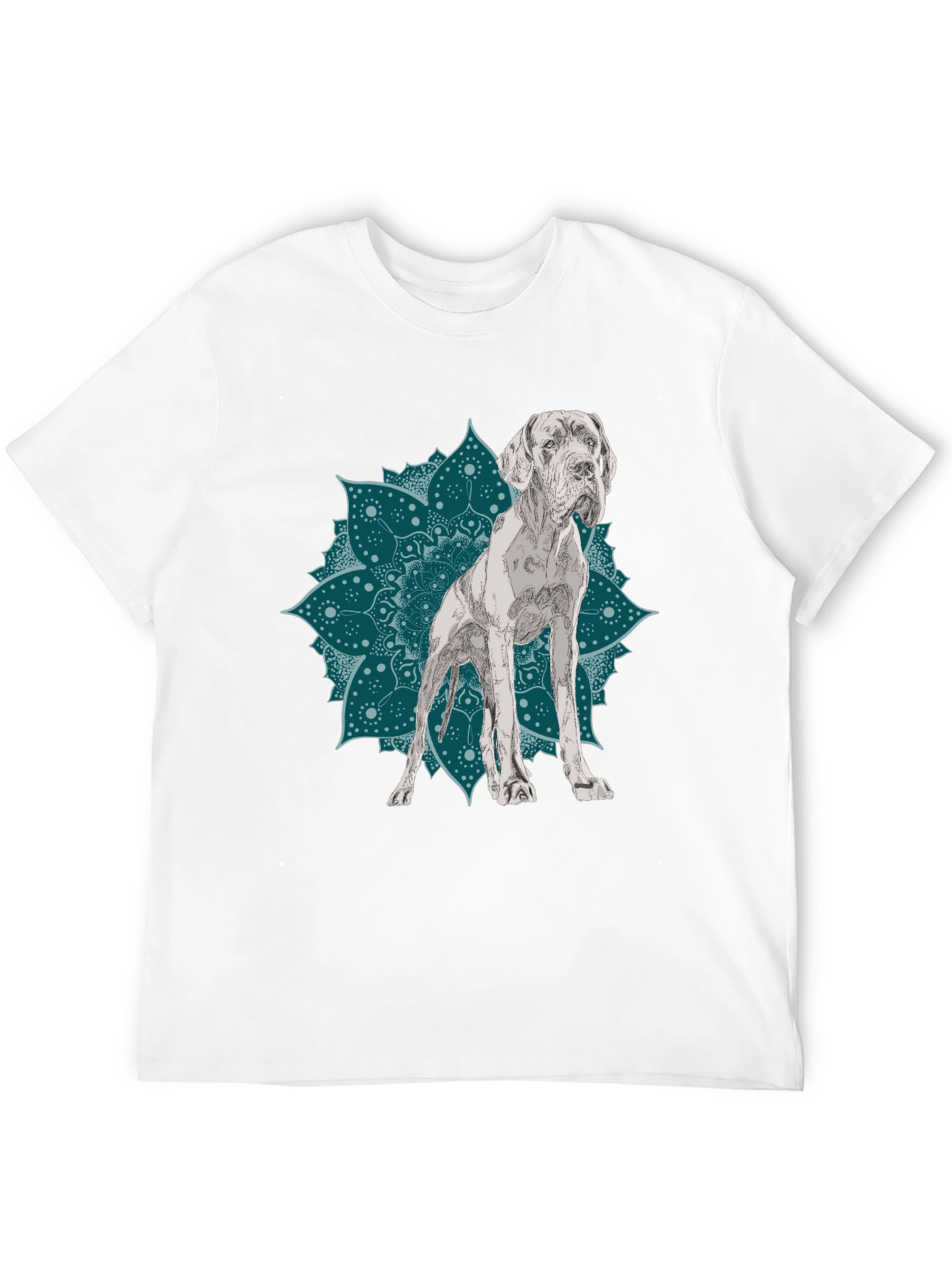 Dog Mandala Graphic Tee - Black Cotton T-Shirt