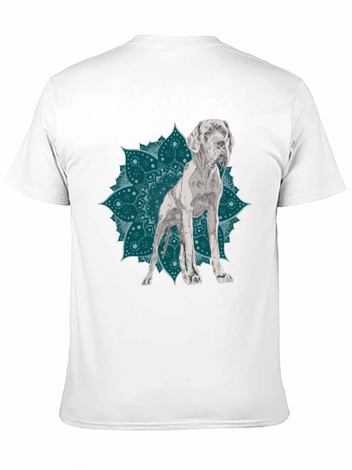 Dog Mandala Graphic Tee - Black Cotton T-Shirt