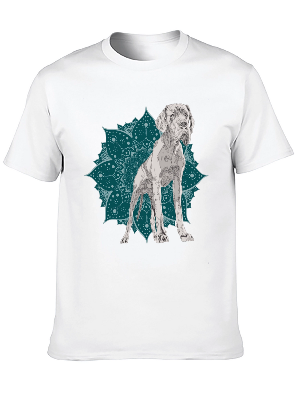 Dog Mandala Graphic Tee - Black Cotton T-Shirt