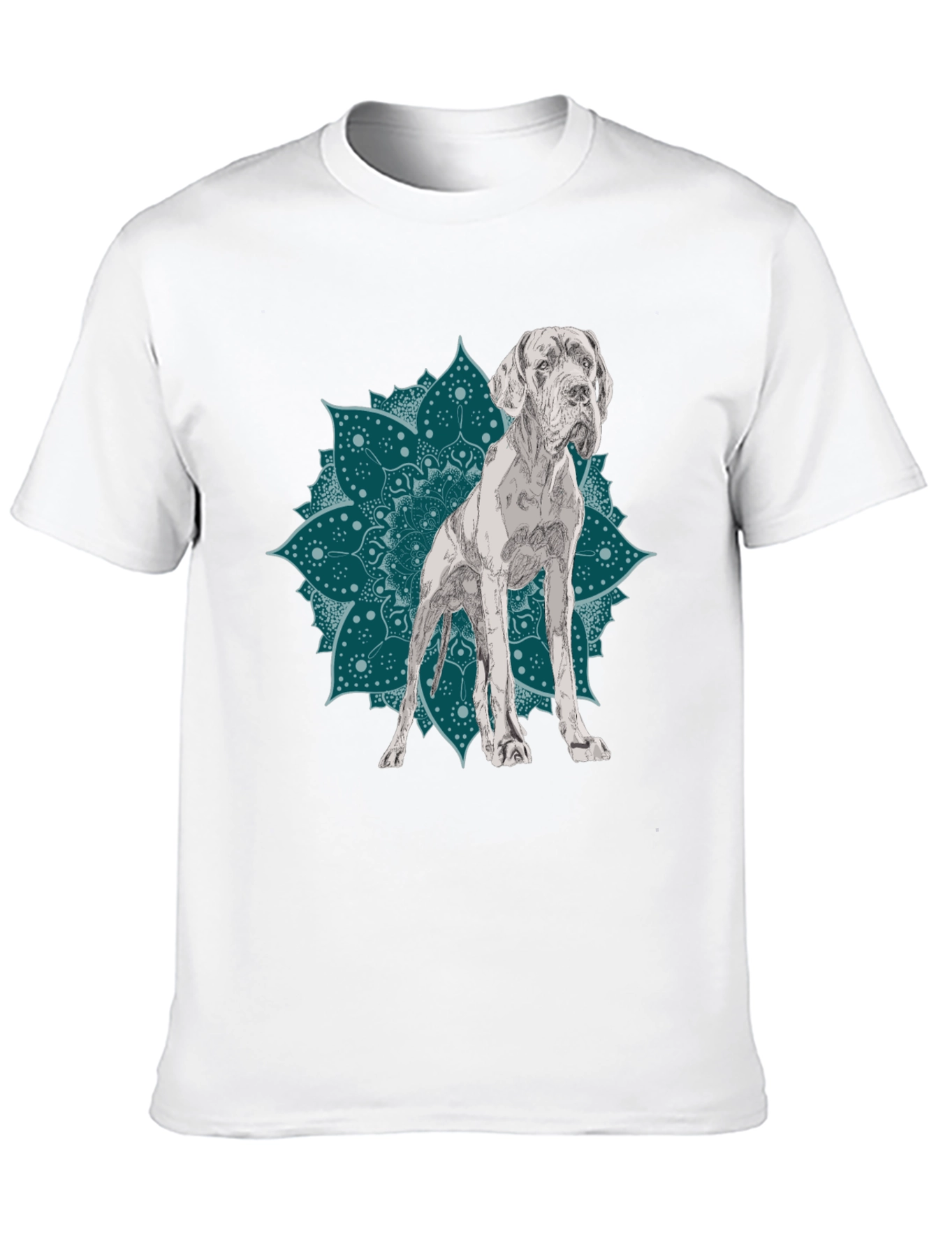 Dog Mandala Graphic Tee - Black Cotton T-Shirt