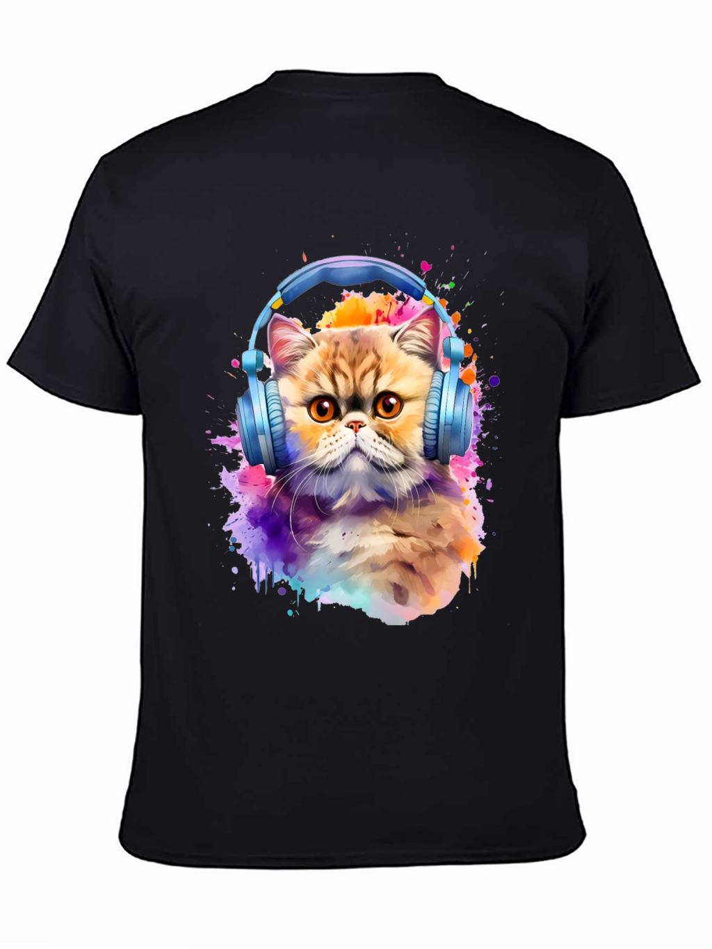 Cat with Headphones T-Shirt - Artistic Animal Tee