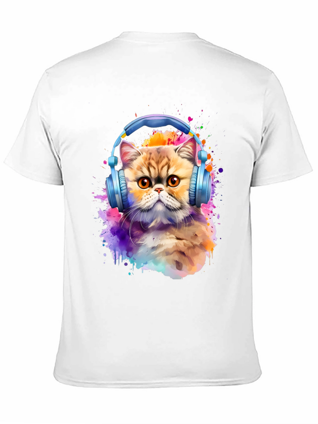 Cat with Headphones T-Shirt - Artistic Animal Tee