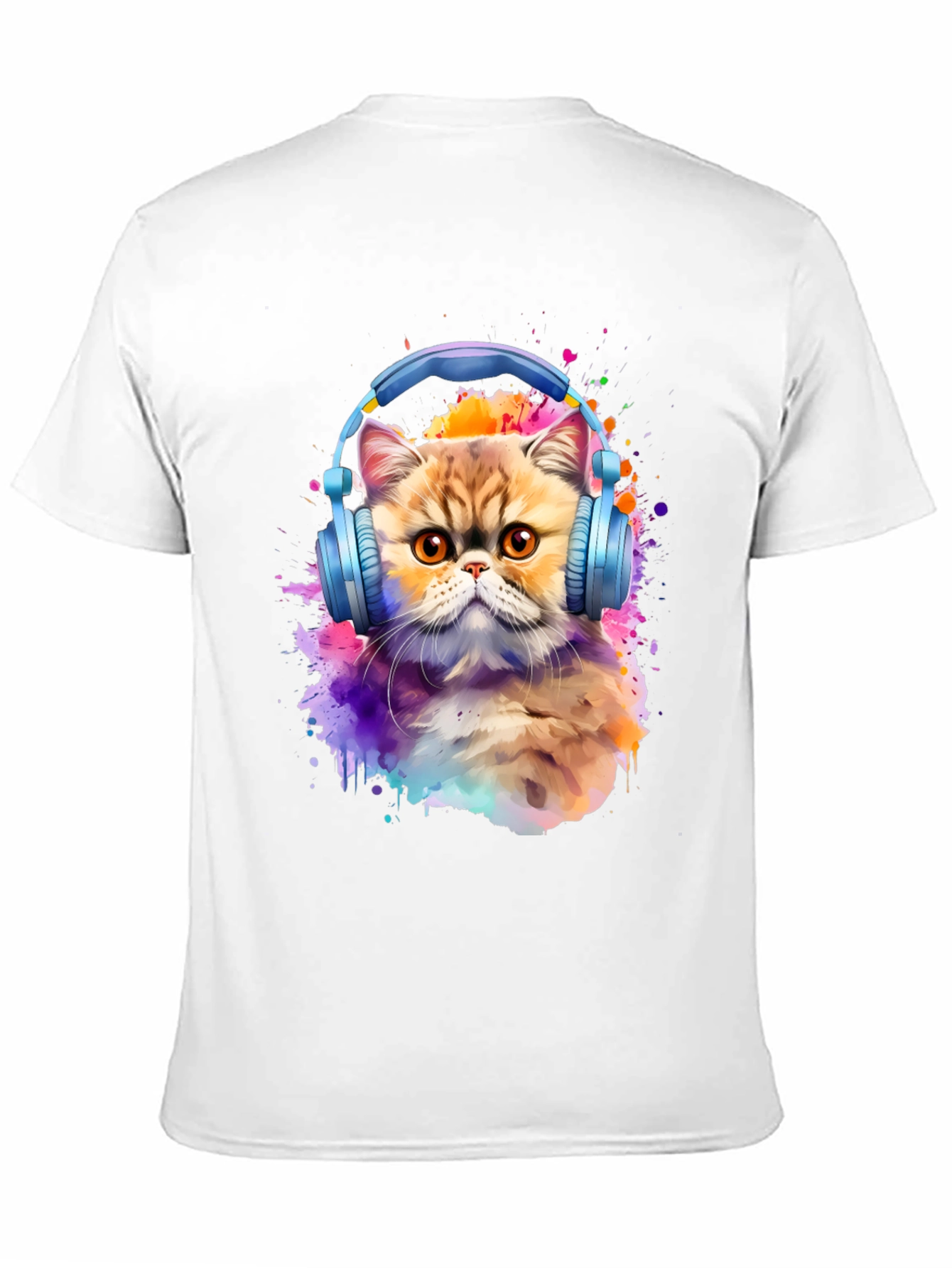 Cat with Headphones T-Shirt - Artistic Animal Tee