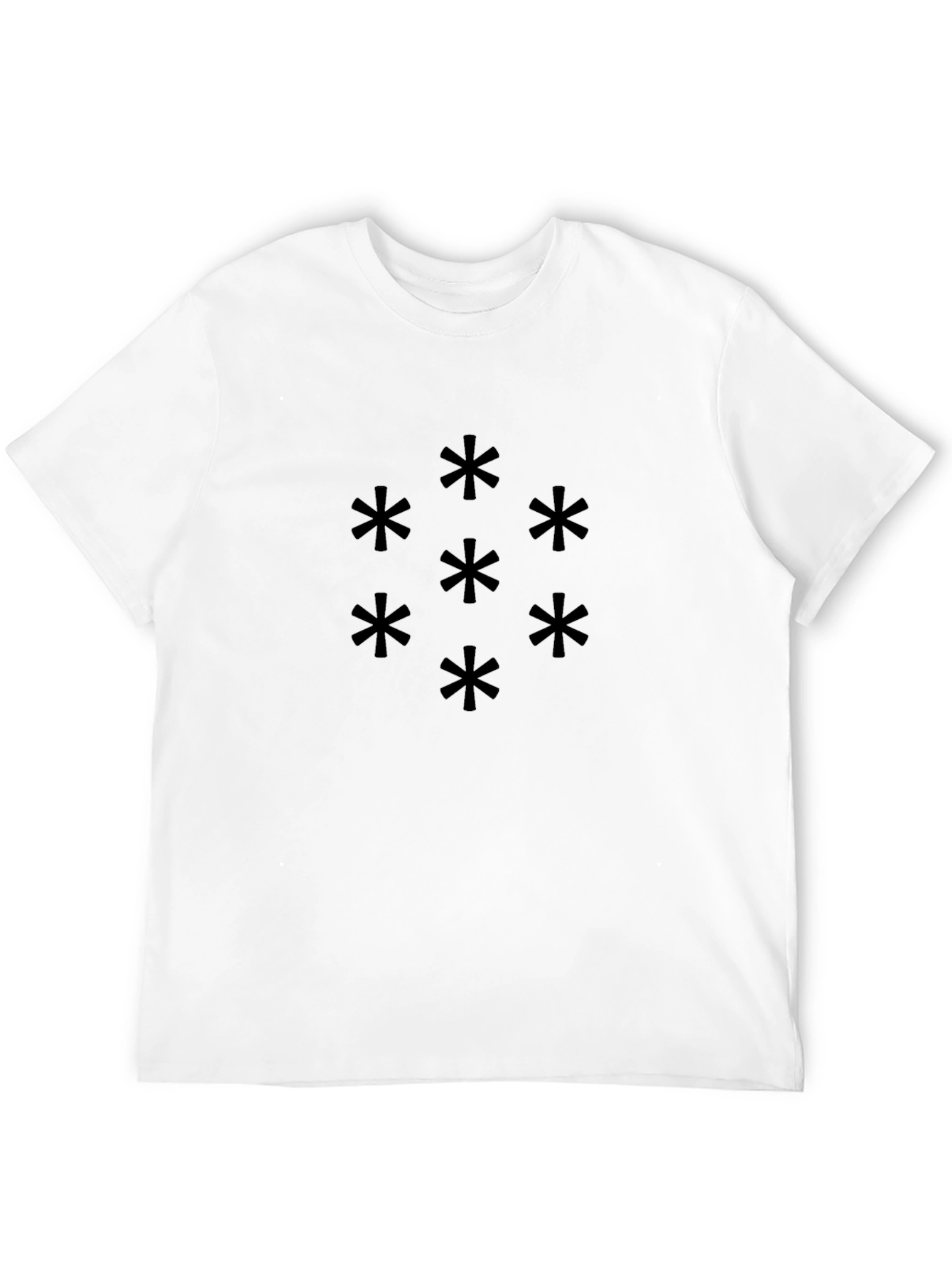 Geometric Asterisk Pattern Black T-Shirt