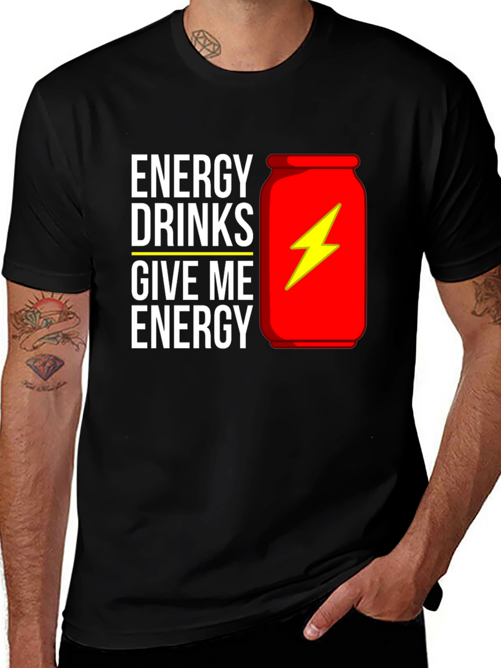 Energy Drink Graphic T-Shirt - Black Cotton Tee
