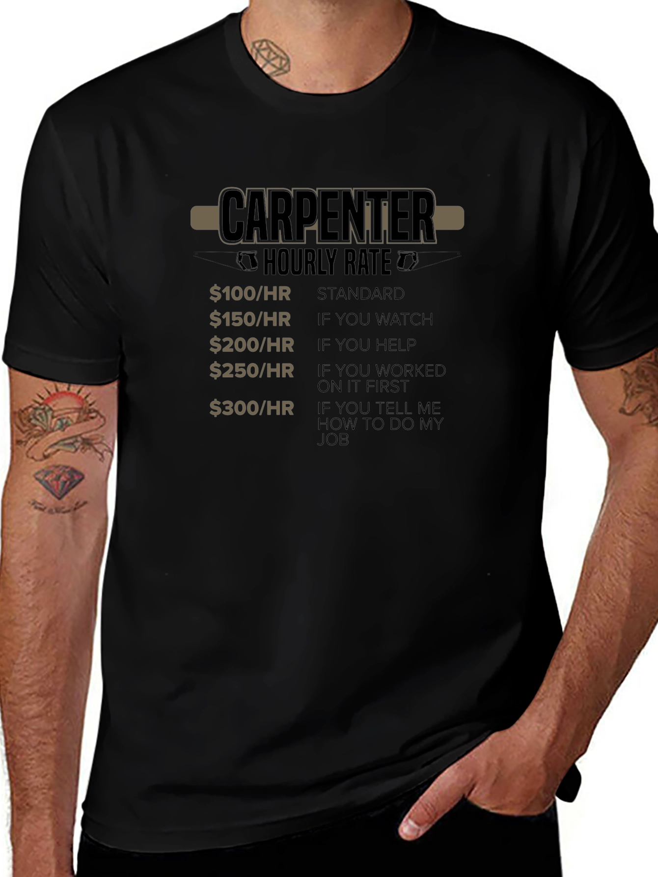 Carpenter Hourly Rate T-Shirt Funny Job Gift