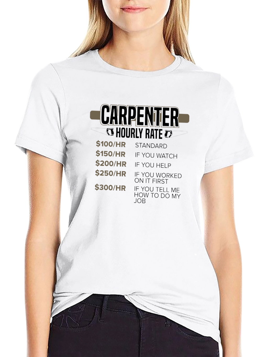 Carpenter Hourly Rate T-Shirt Funny Job Gift