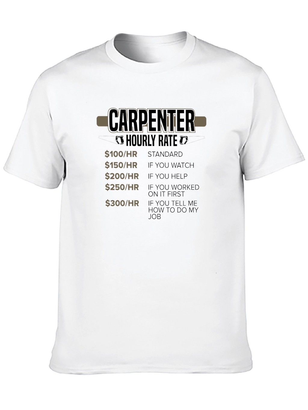 Carpenter Hourly Rate T-Shirt Funny Job Gift