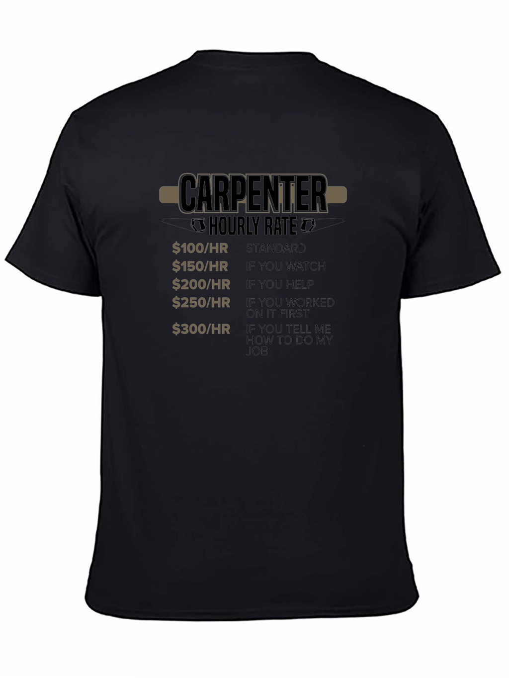 Carpenter Hourly Rate T-Shirt Funny Job Gift