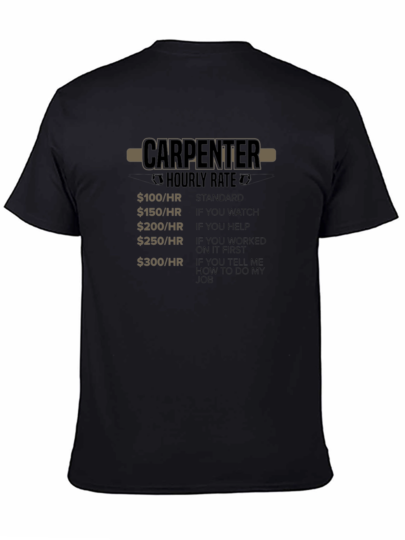 Carpenter Hourly Rate T-Shirt Funny Job Gift