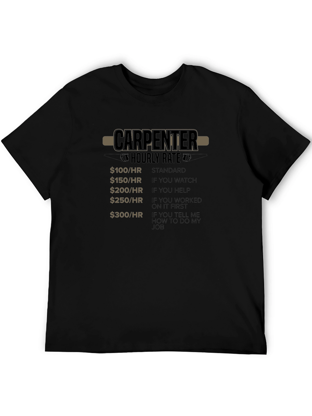 Carpenter Hourly Rate T-Shirt Funny Job Gift