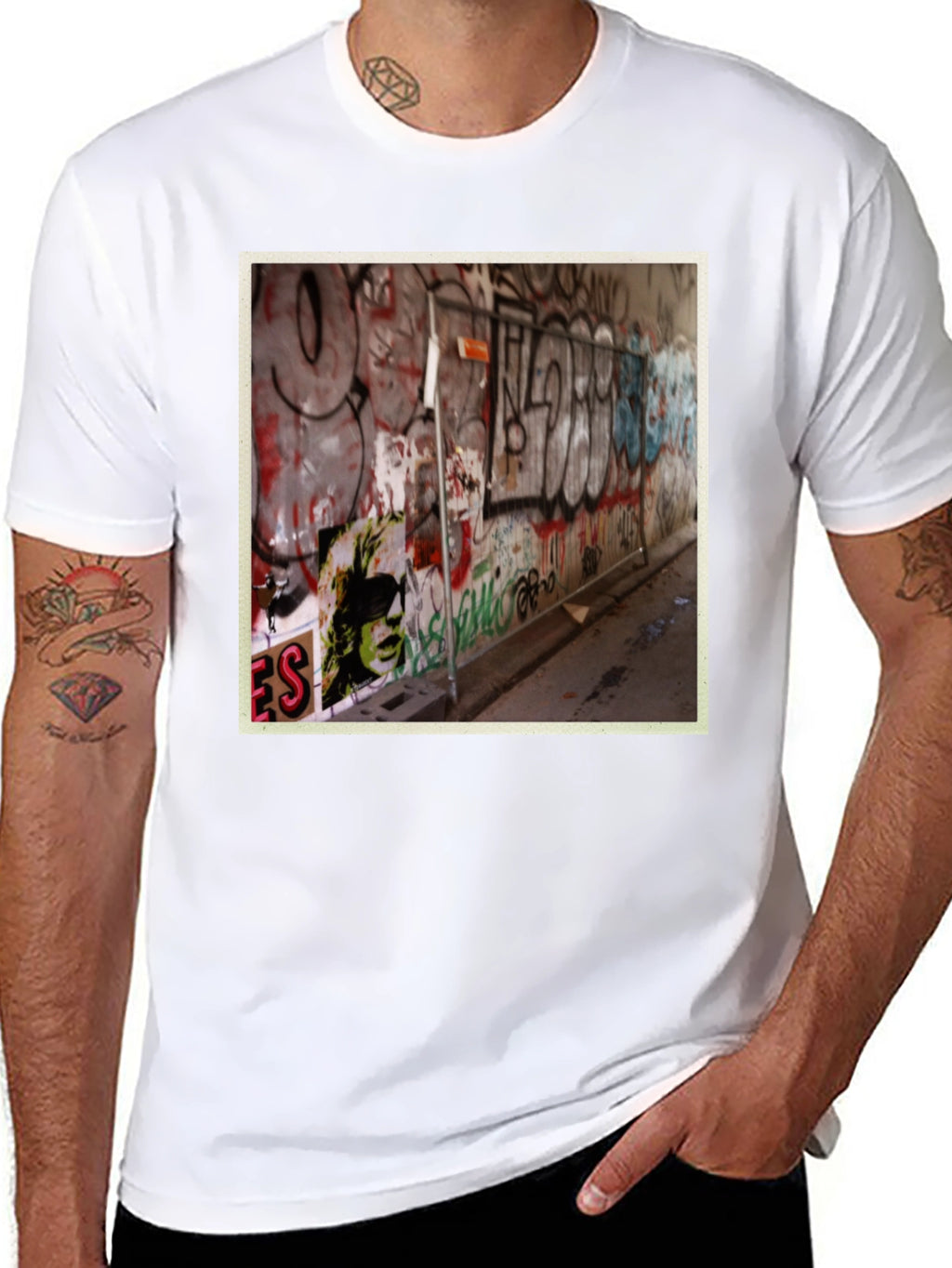 Graffiti Art Print Black T-Shirt
