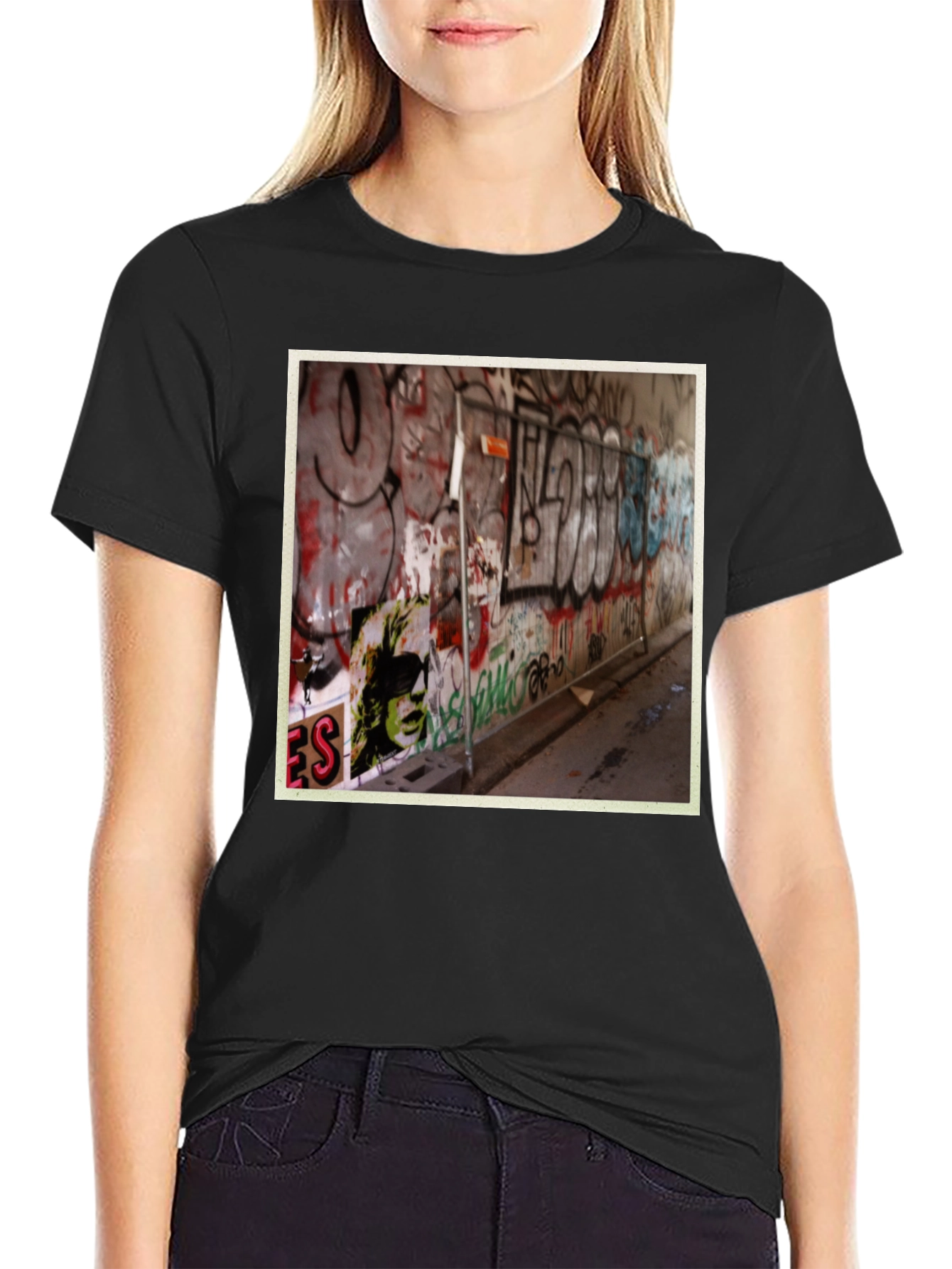 Graffiti Art Print Black T-Shirt