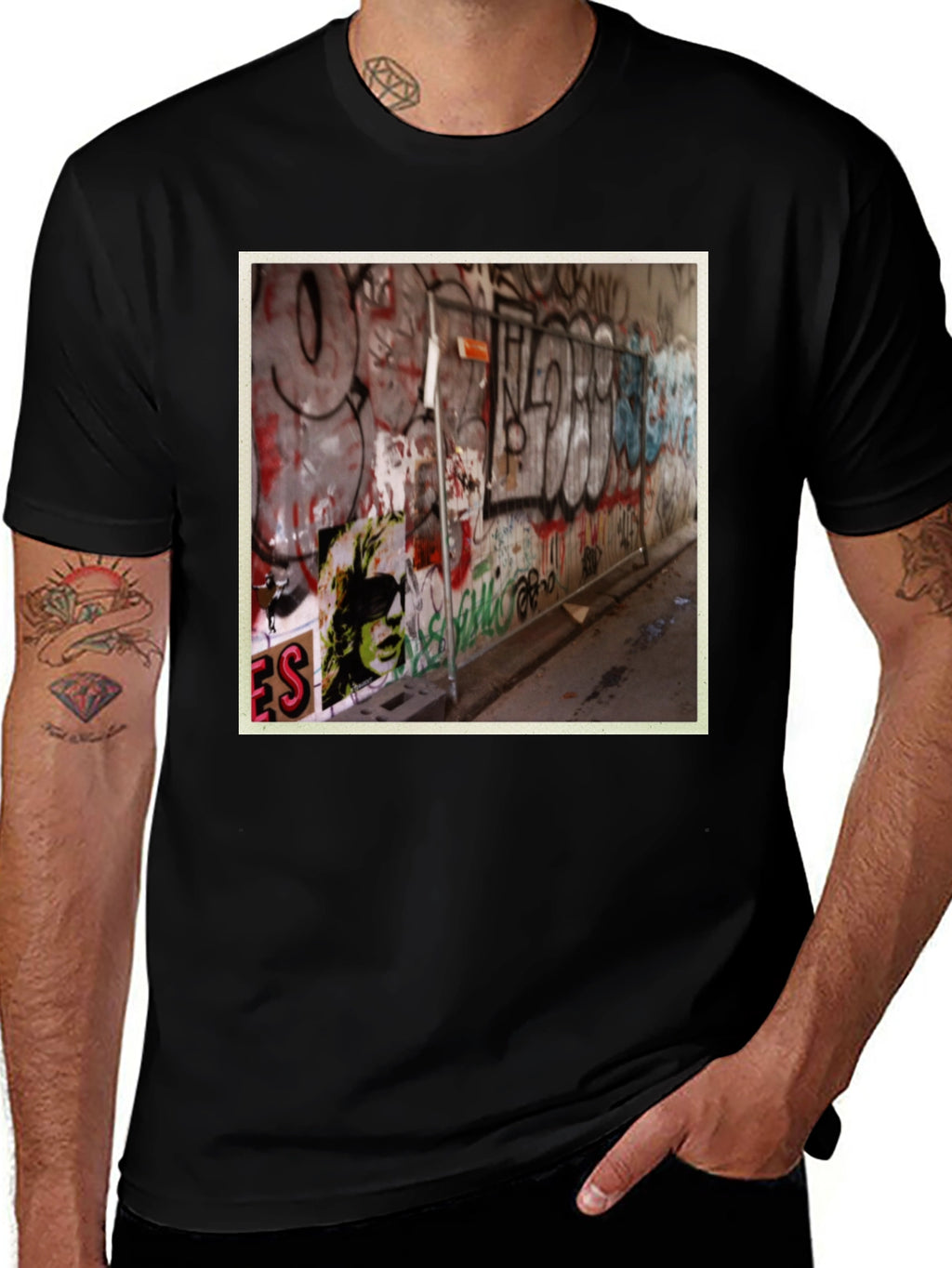 Graffiti Art Print Black T-Shirt