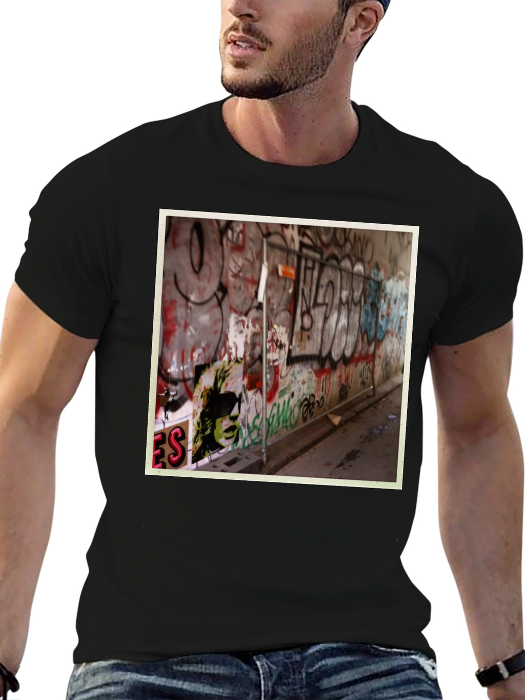 Graffiti Art Print Black T-Shirt
