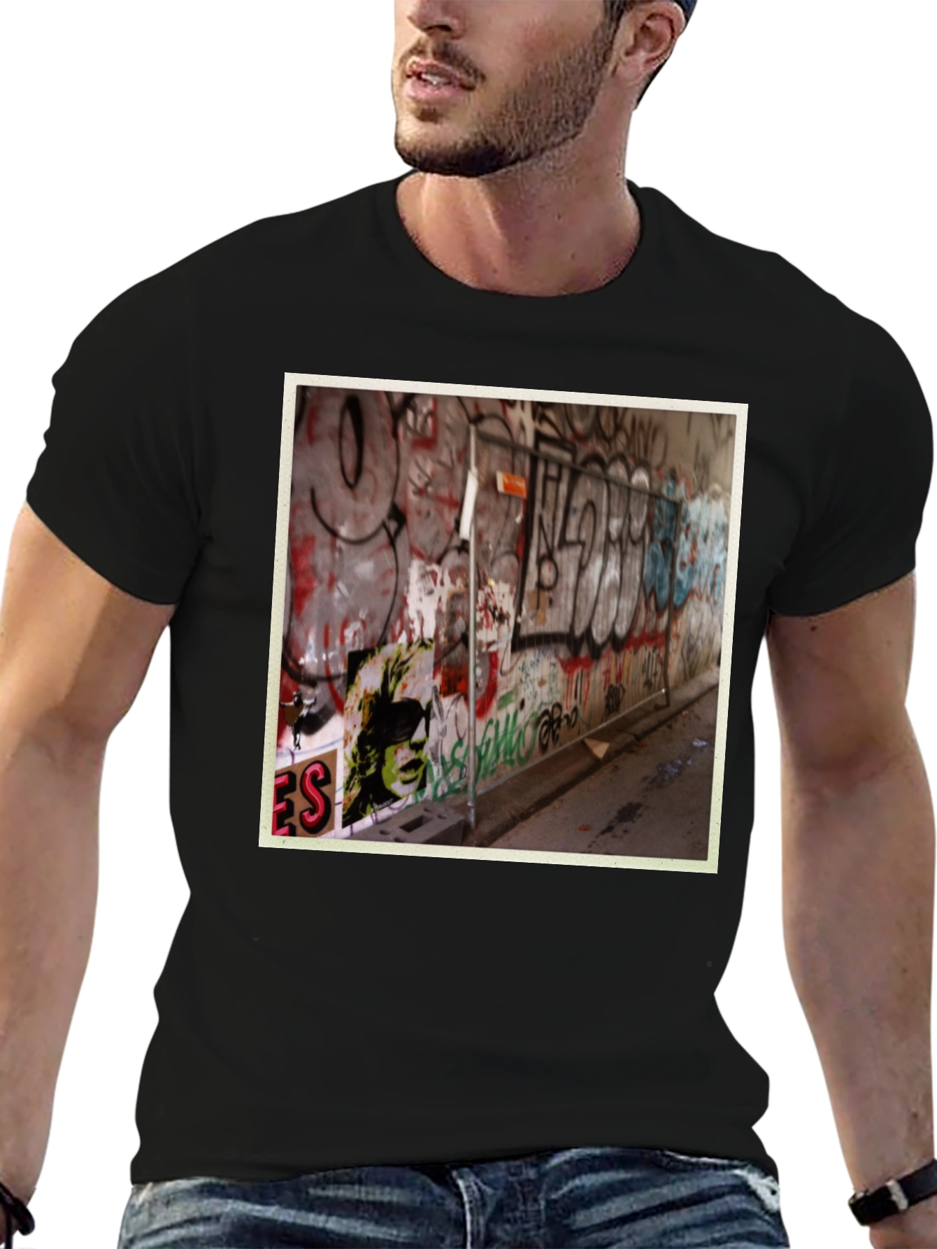 Graffiti Art Print Black T-Shirt