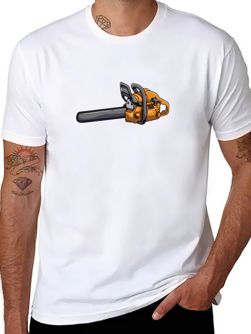 Cartoon Chainsaw Graphic T-Shirt