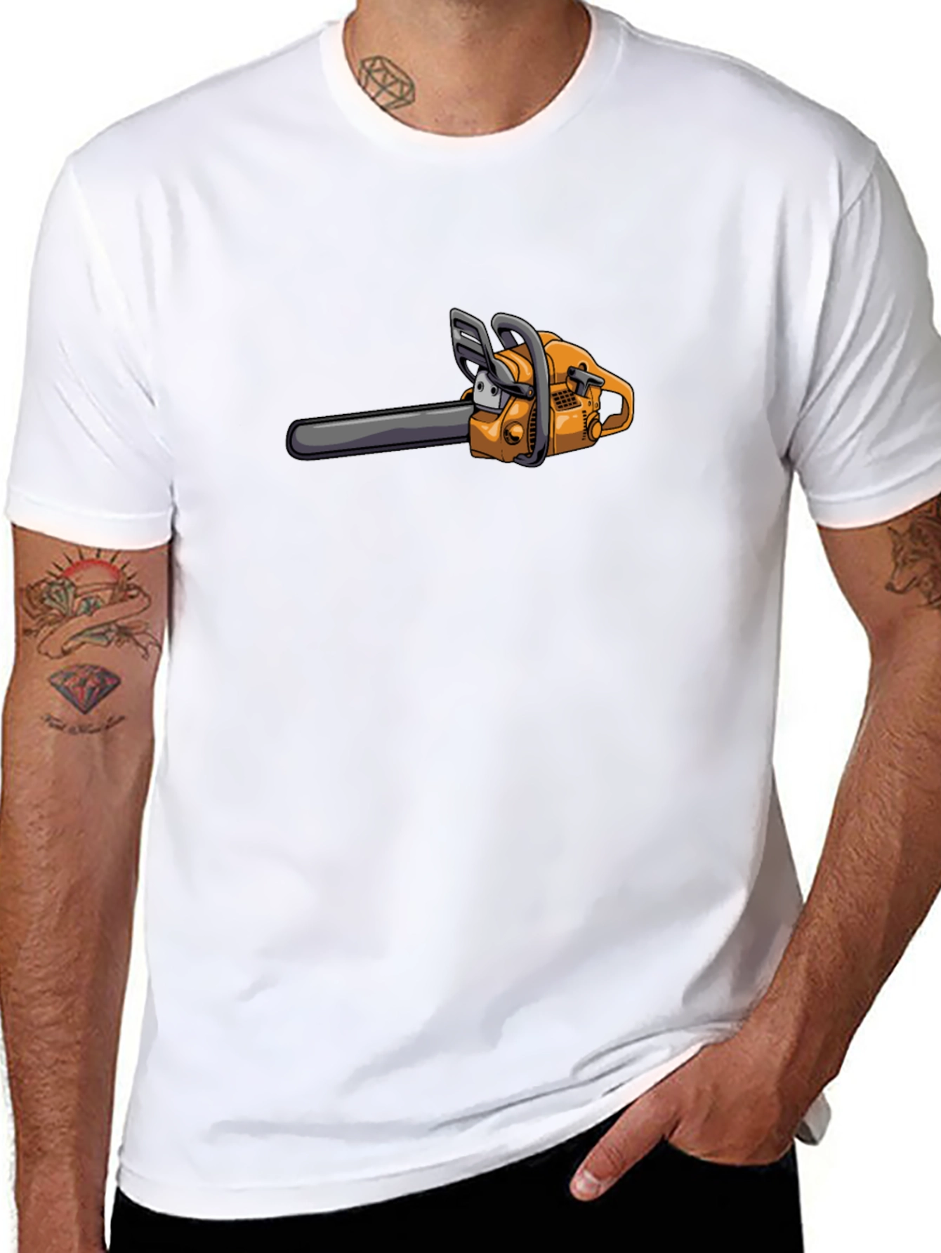 Cartoon Chainsaw Graphic T-Shirt