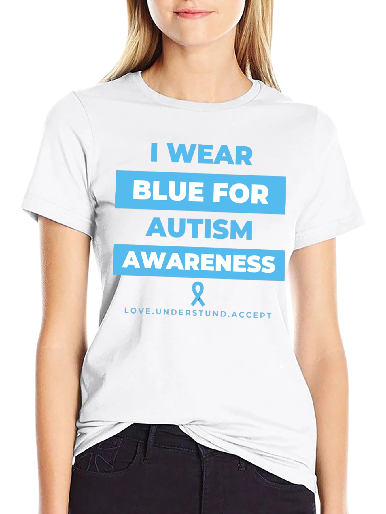 Autism Awareness Blue Ribbon Graphic T-Shirt