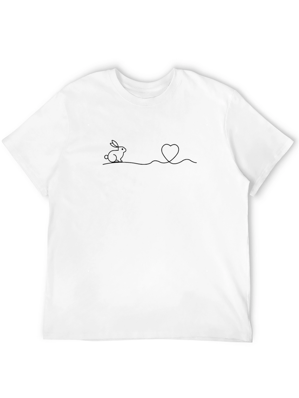 Rabbit Heartbeat Line Art T-Shirt