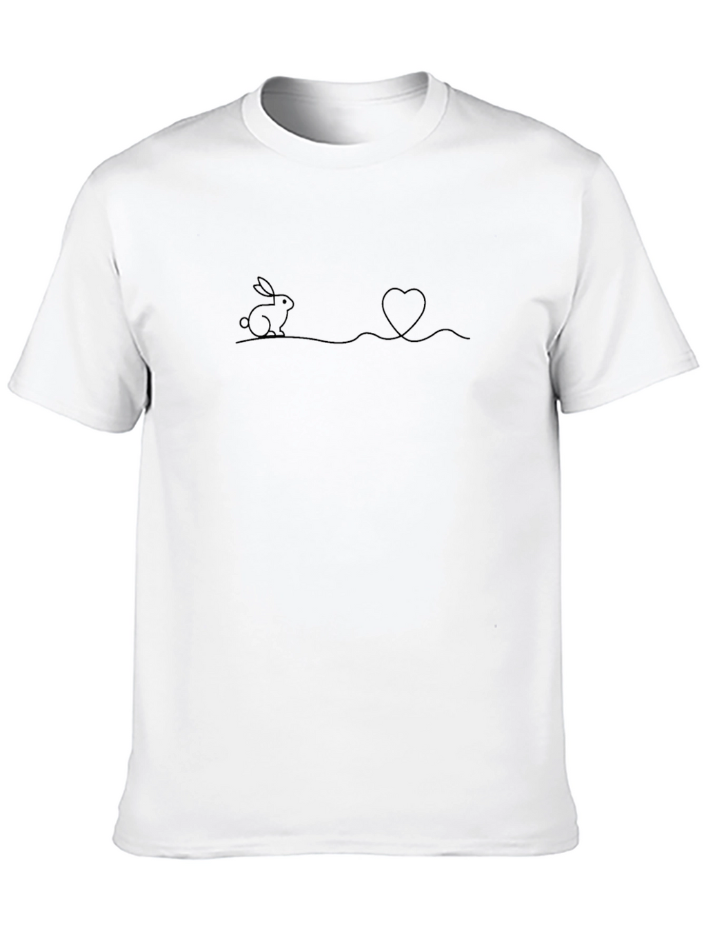 Rabbit Heartbeat Line Art T-Shirt