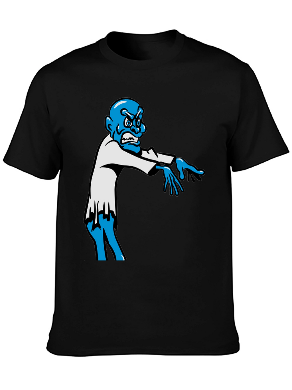 Zombie Graphic T-Shirt - Blue Character on Black Tee