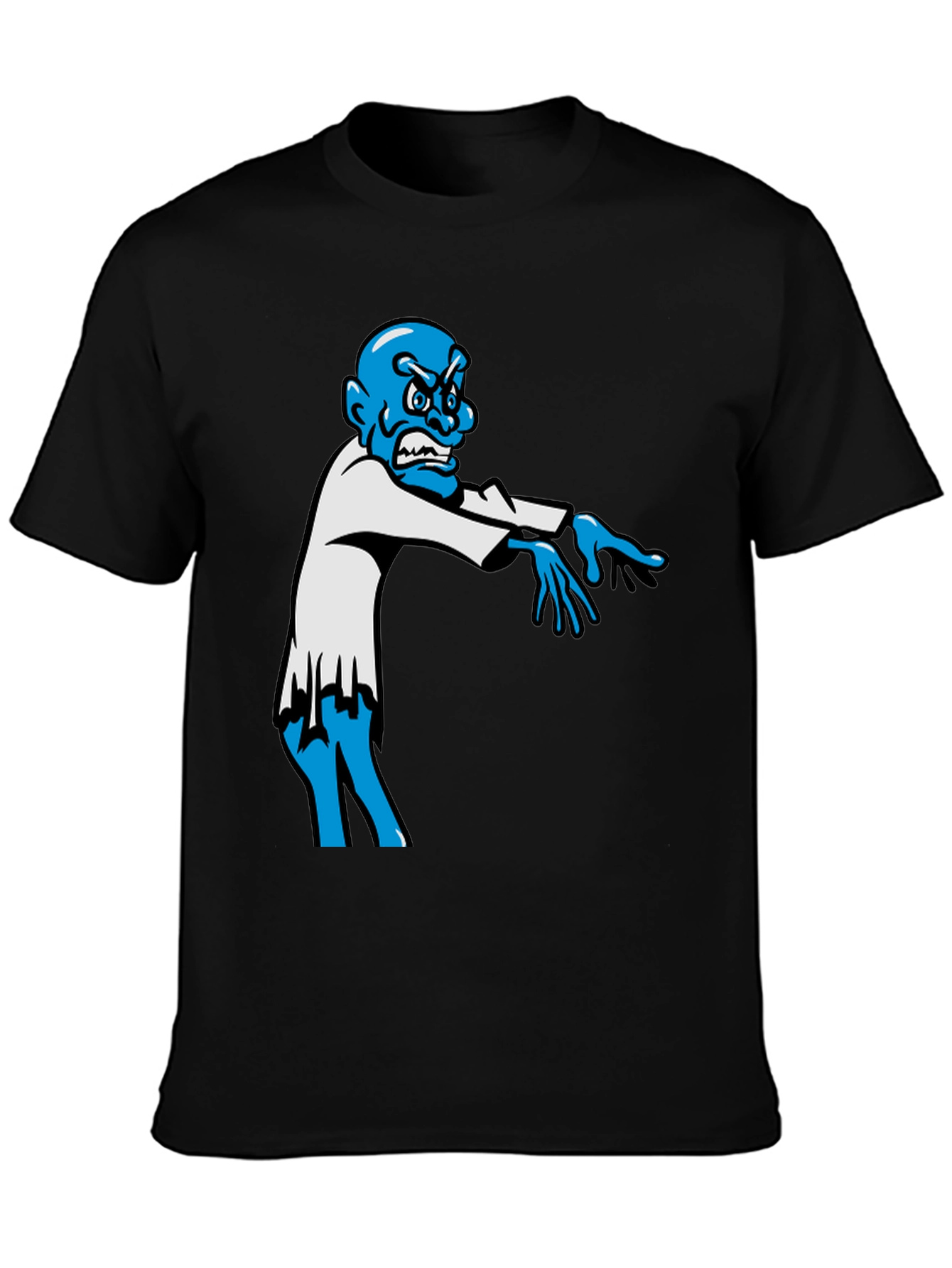 Zombie Graphic T-Shirt - Blue Character on Black Tee