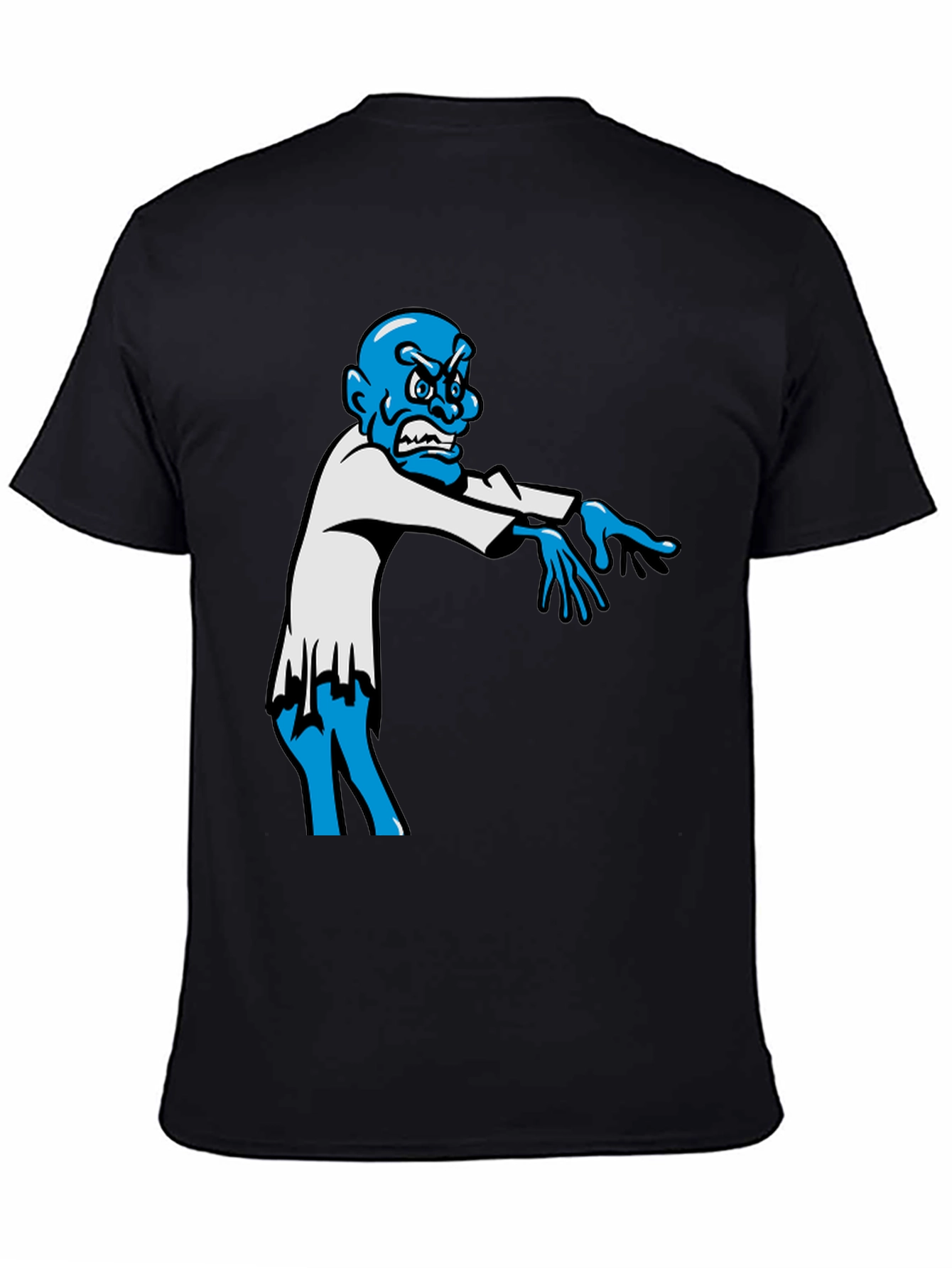 Zombie Graphic T-Shirt - Blue Character on Black Tee