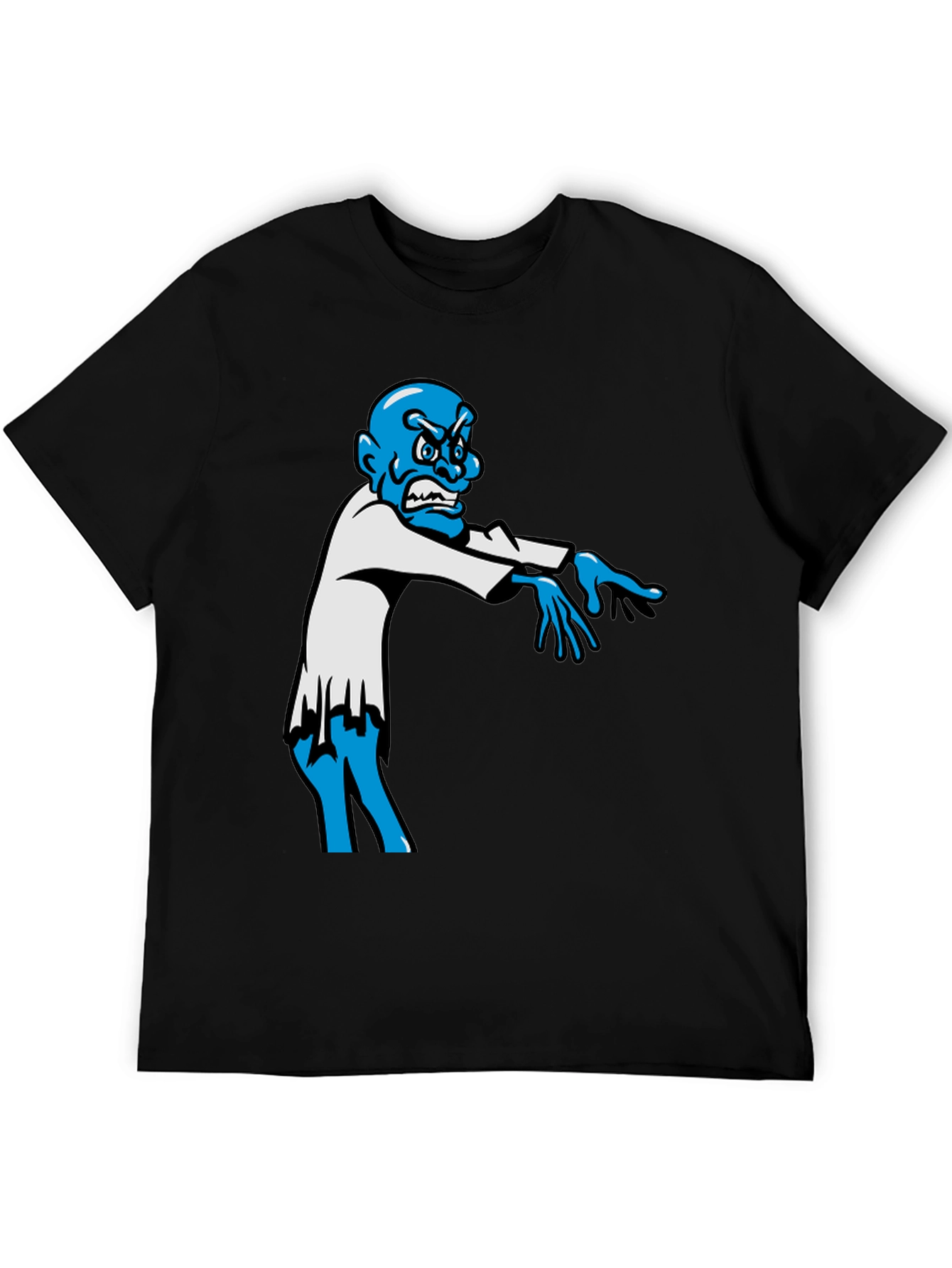 Zombie Graphic T-Shirt - Blue Character on Black Tee