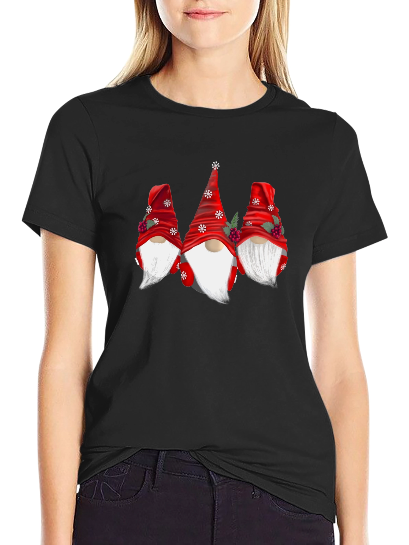 Festive Gnome Graphic Tee - Holiday Cheer