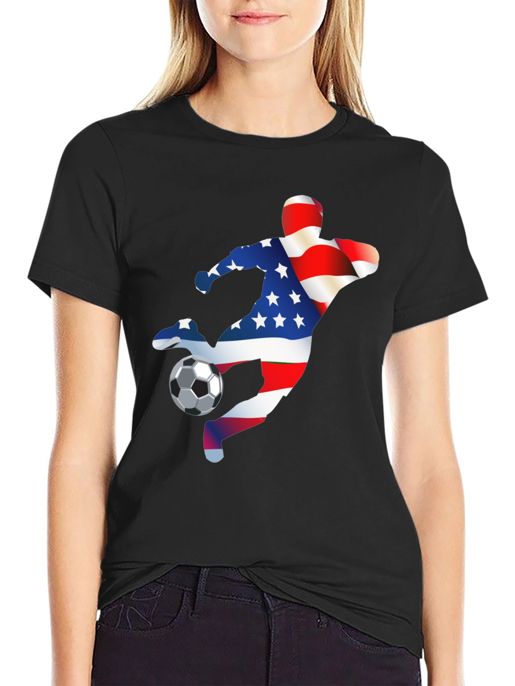 USA Soccer T-Shirt - Patriotic American Flag Design