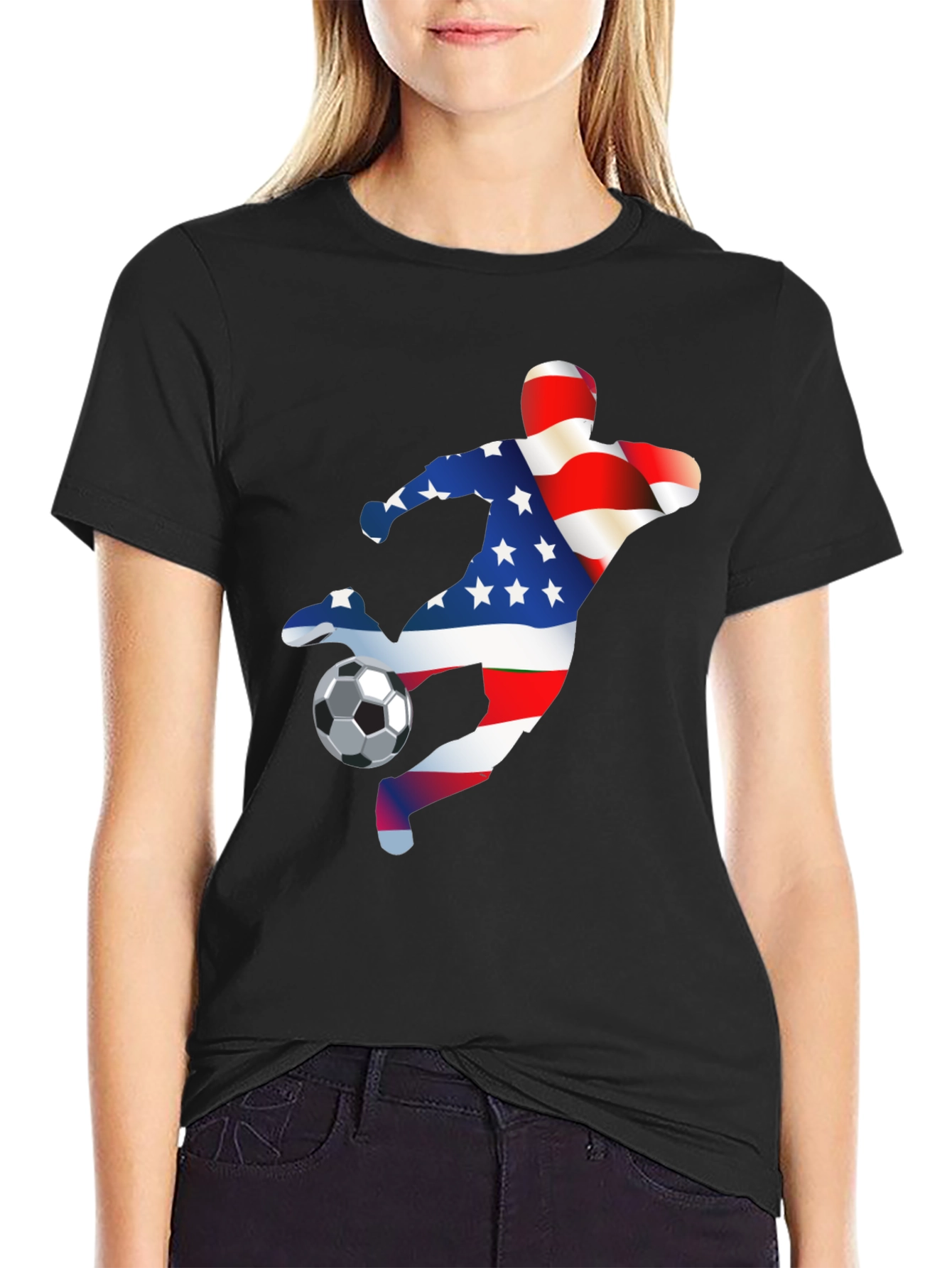 USA Soccer T-Shirt - Patriotic American Flag Design