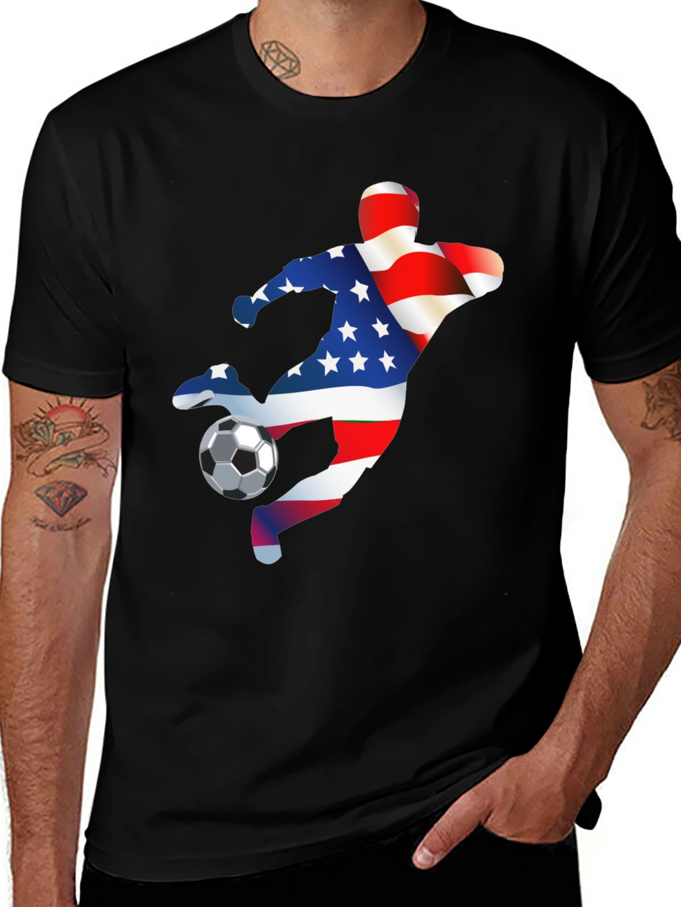 USA Soccer T-Shirt - Patriotic American Flag Design