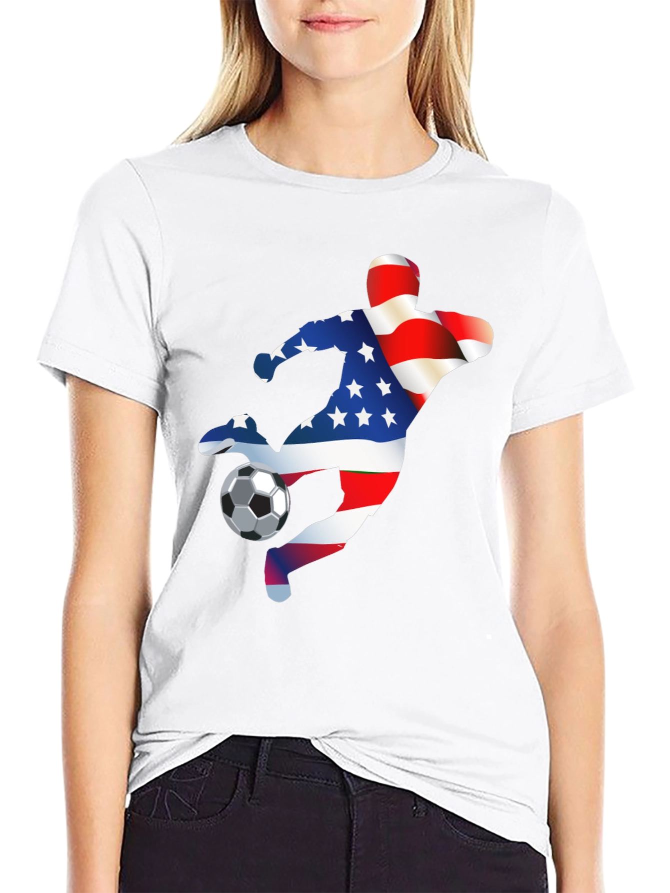 USA Soccer T-Shirt - Patriotic American Flag Design