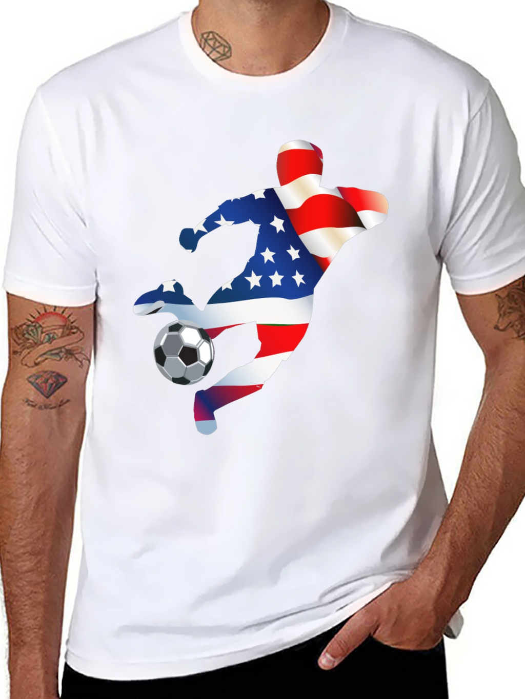 USA Soccer T-Shirt - Patriotic American Flag Design