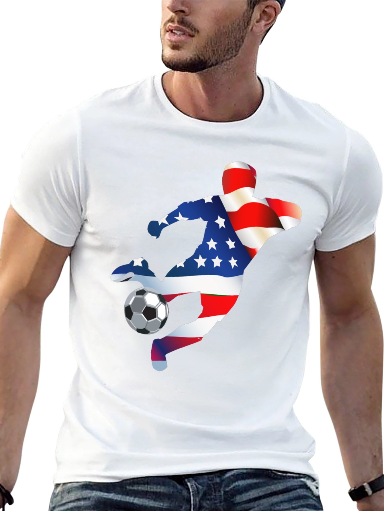 USA Soccer T-Shirt - Patriotic American Flag Design