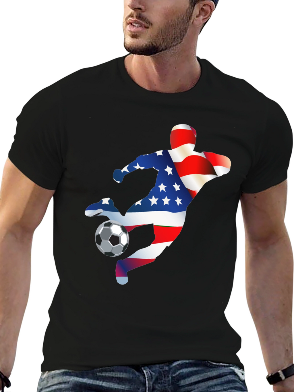 USA Soccer T-Shirt - Patriotic American Flag Design