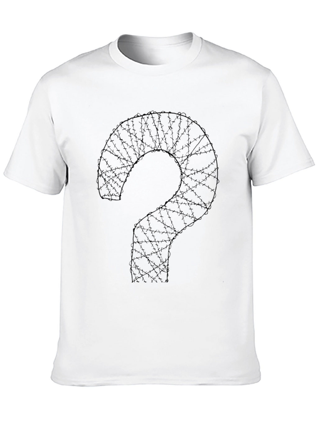 Barbed Wire Question Mark Graphic Tee - Black