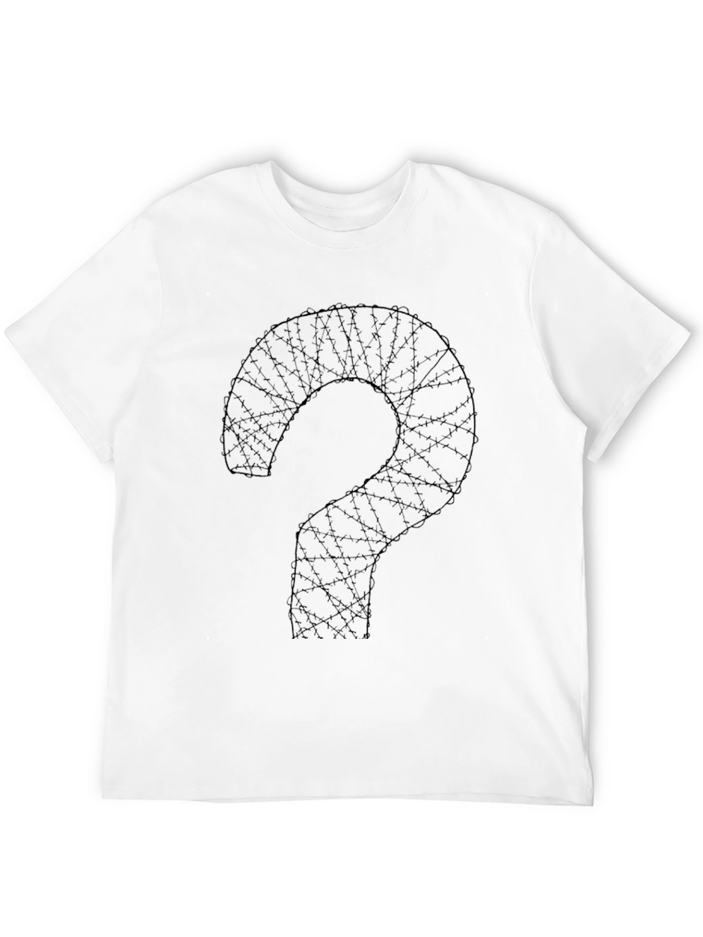 Barbed Wire Question Mark Graphic Tee - Black