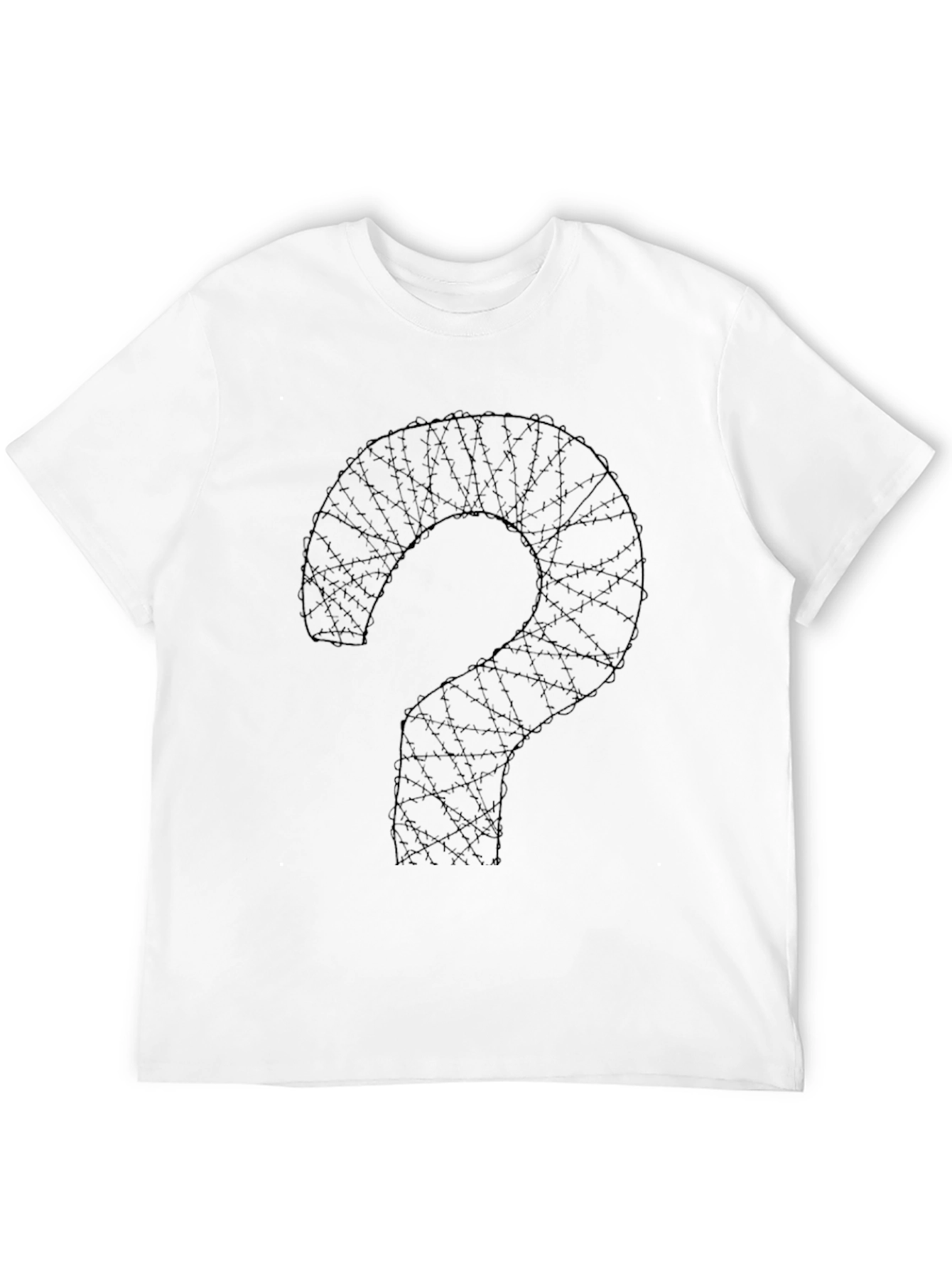 Barbed Wire Question Mark Graphic Tee - Black